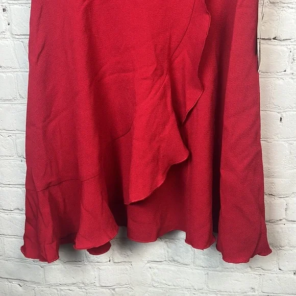 Teeze Me Red Ruffle Faux Wrap Dress Juniors Size 11/12 Prom Homecoming - Picture 5 of 6